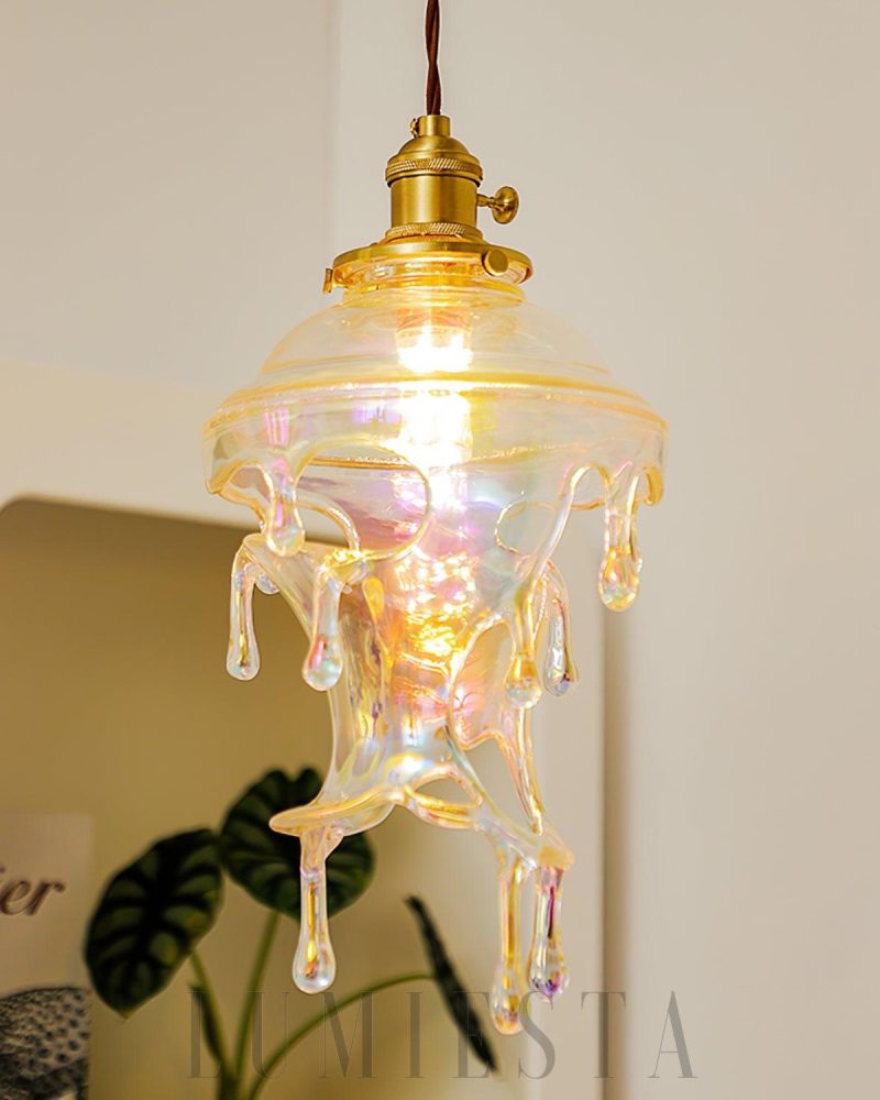 Lampa wisząca w kształcie kropli wody z kryształem i szkłem