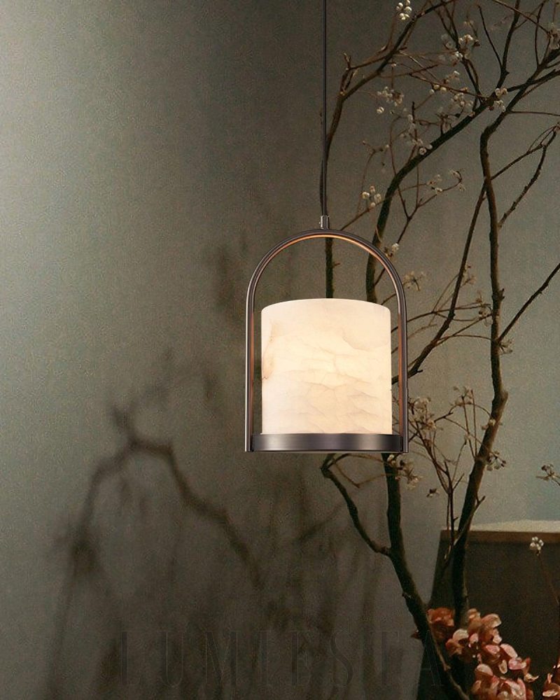 Lampa wisząca cylindryczna z marmuru o średnicy 20cm