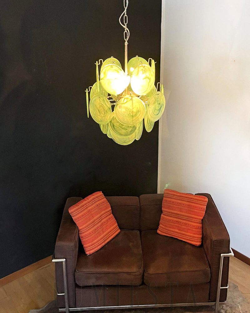 Wytworny zielony żyrandol Murano w stylu vintage 45cm
