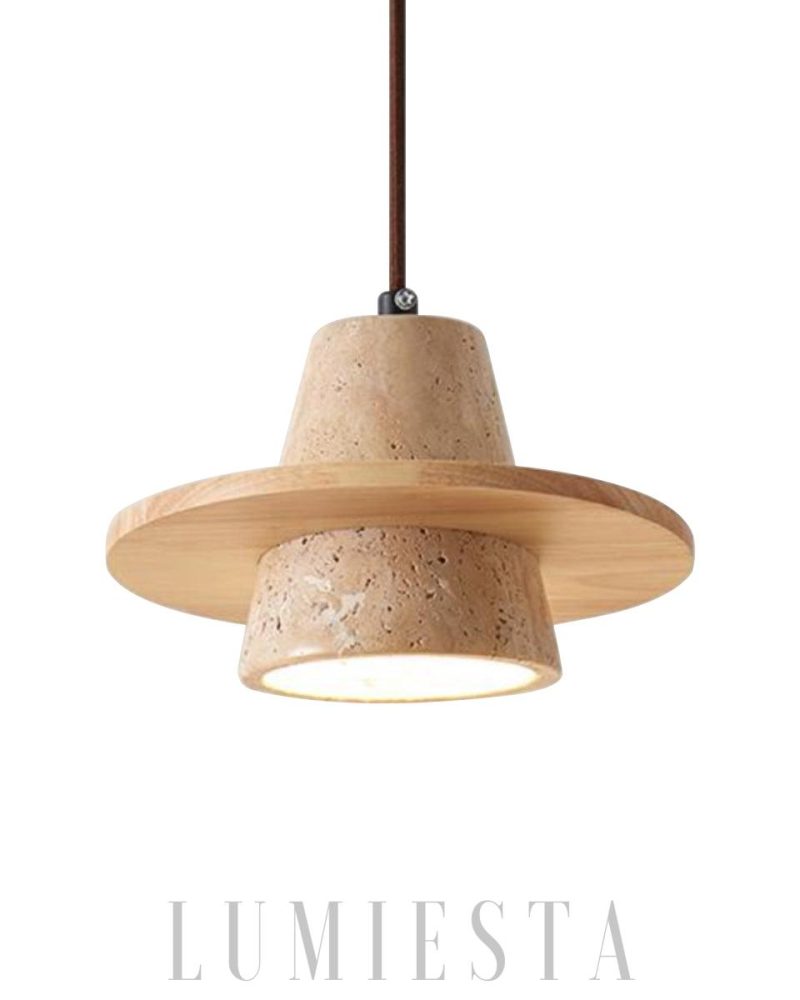 Lampa wisząca Conical z trawertynu w stylu vintage 20cm