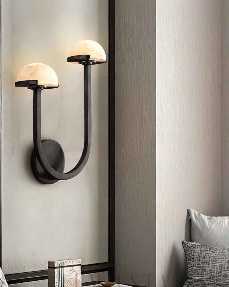 Lampa ścienna Alabaster w kształcie grzyba złota i biała