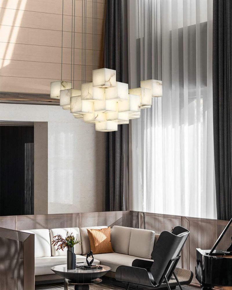 Unike - lampa wisząca w stylu nowoczesnym z alabastru