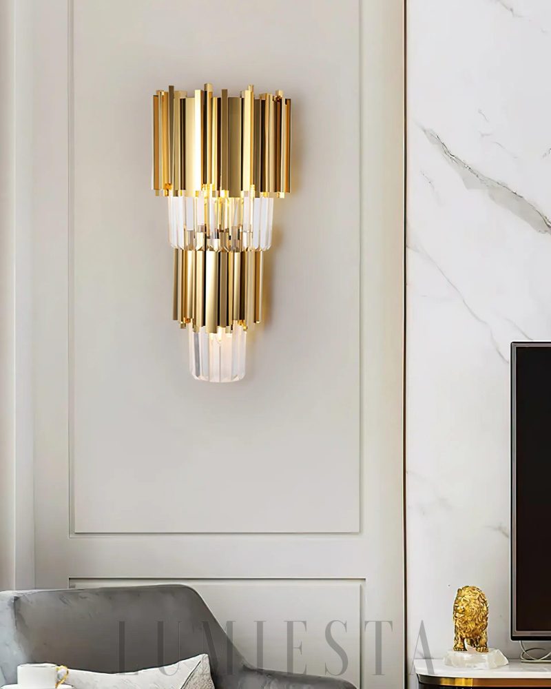 Lampa ścienna Bourbons Grand w złotym kolorze 30x60 cm
