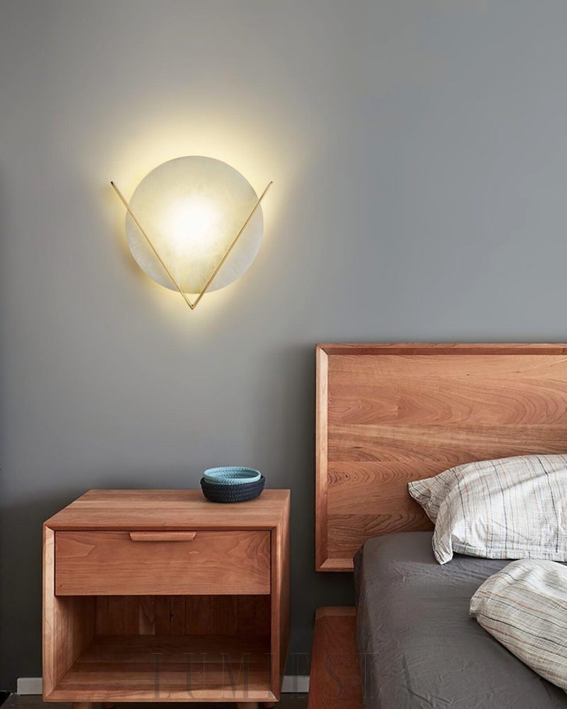 Lampa ścienna Victory V z alabastru okrągła 23cm ciepłe światło