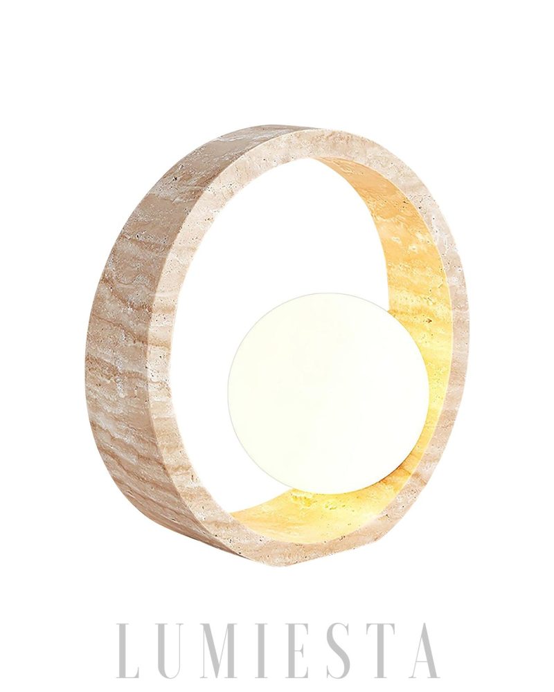 Lampa Stołowa Ring Travertine Q Okrągła Beżowa 25cm