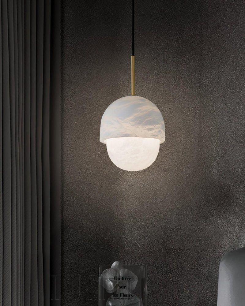 Lampa wisząca Yoko Alabaster w kształcie kuli 15cm Biała