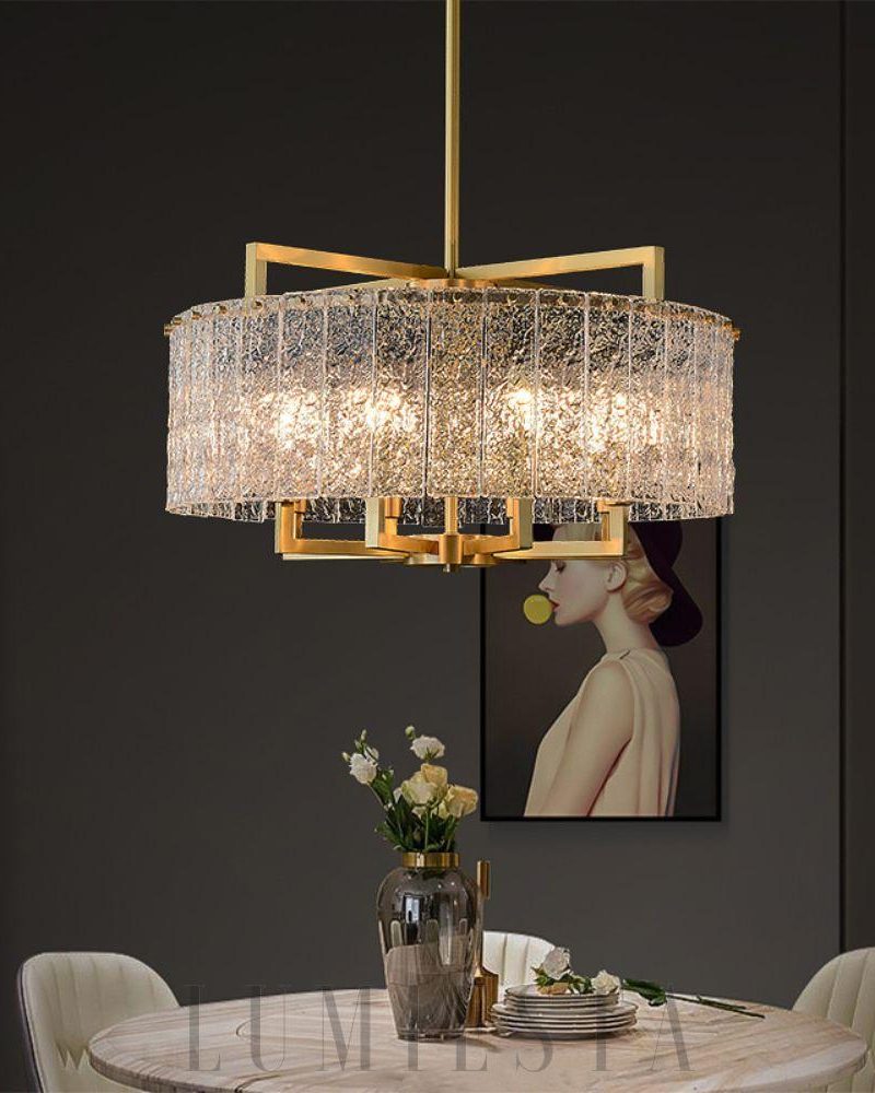 Lampa wisząca kryształowa okrągła złota 61cm elegancja do wnętrz