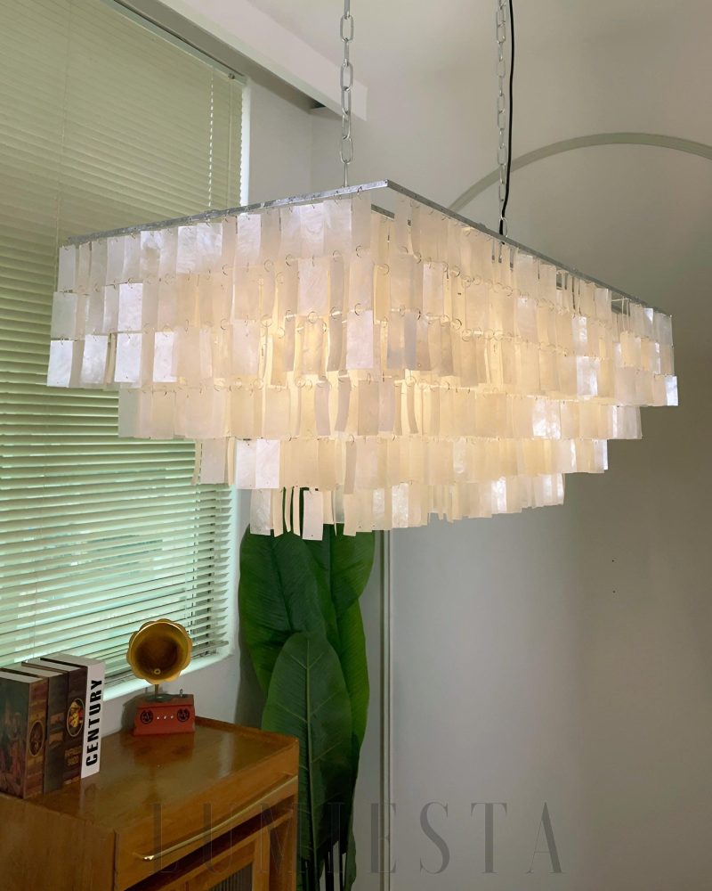 Lampa wisząca Skye prostokątna z naturalnych muszli 80cm 120cm