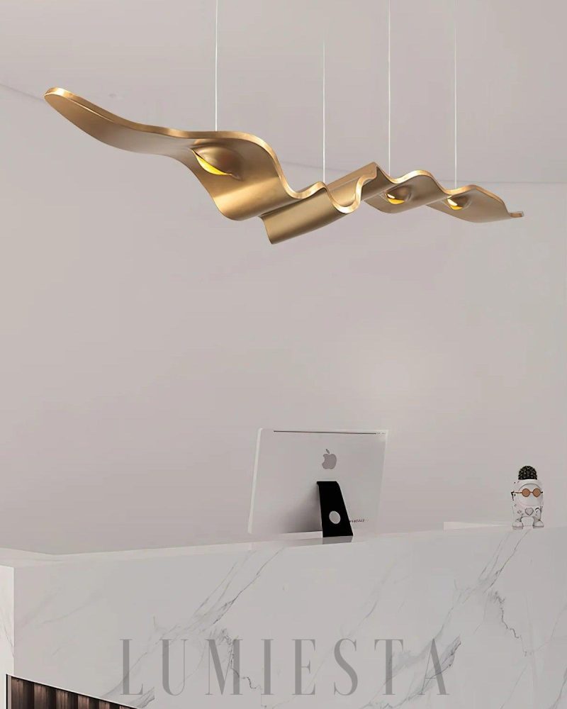 Lampa wisząca Złoty Ribbon Chandelier nowoczesny styl 160cm 210cm 260cm