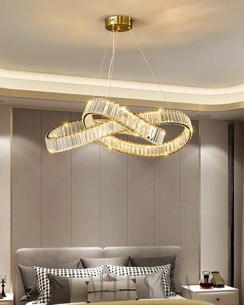 Luminosa - lampa wisząca okrągła ze złotymi kryształami