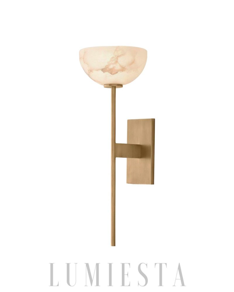 Lampa ścienna Alabaster Cup stylowa biało złota 16cm 52cm
