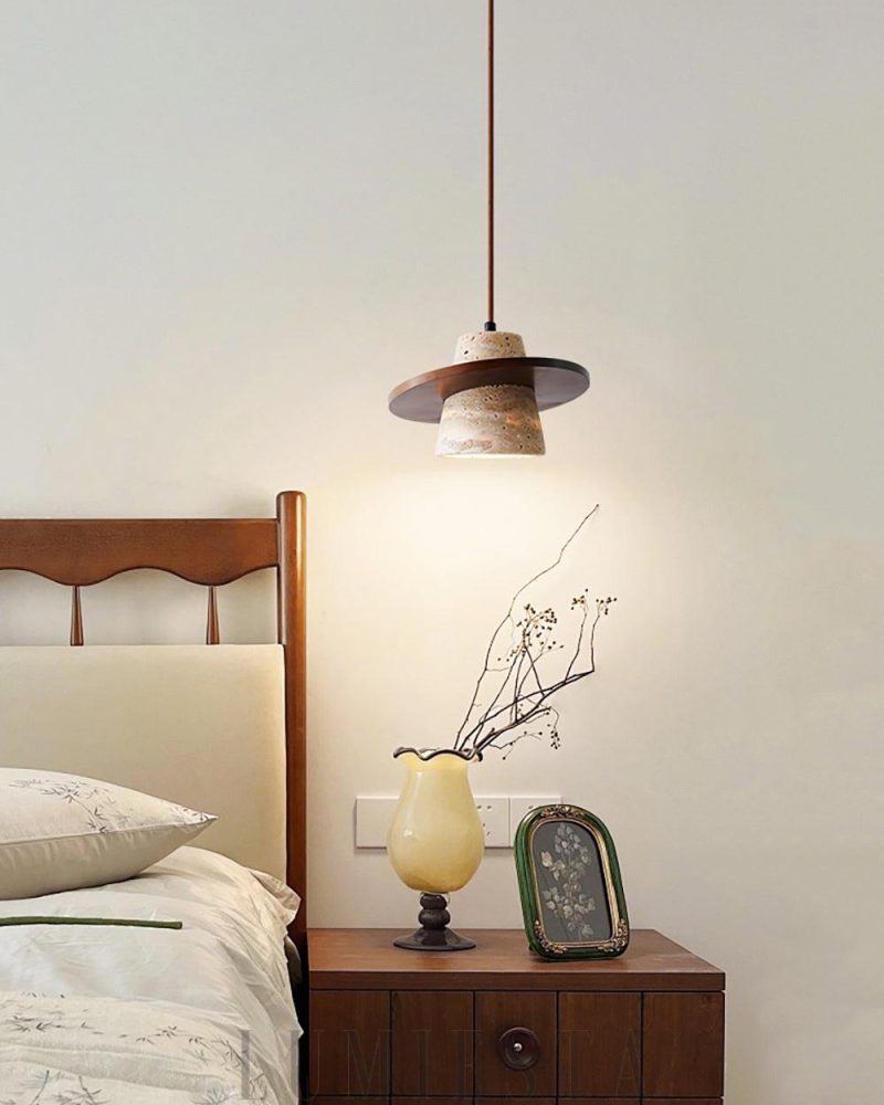 Lampa wisząca Conical z trawertynu w stylu vintage 20cm