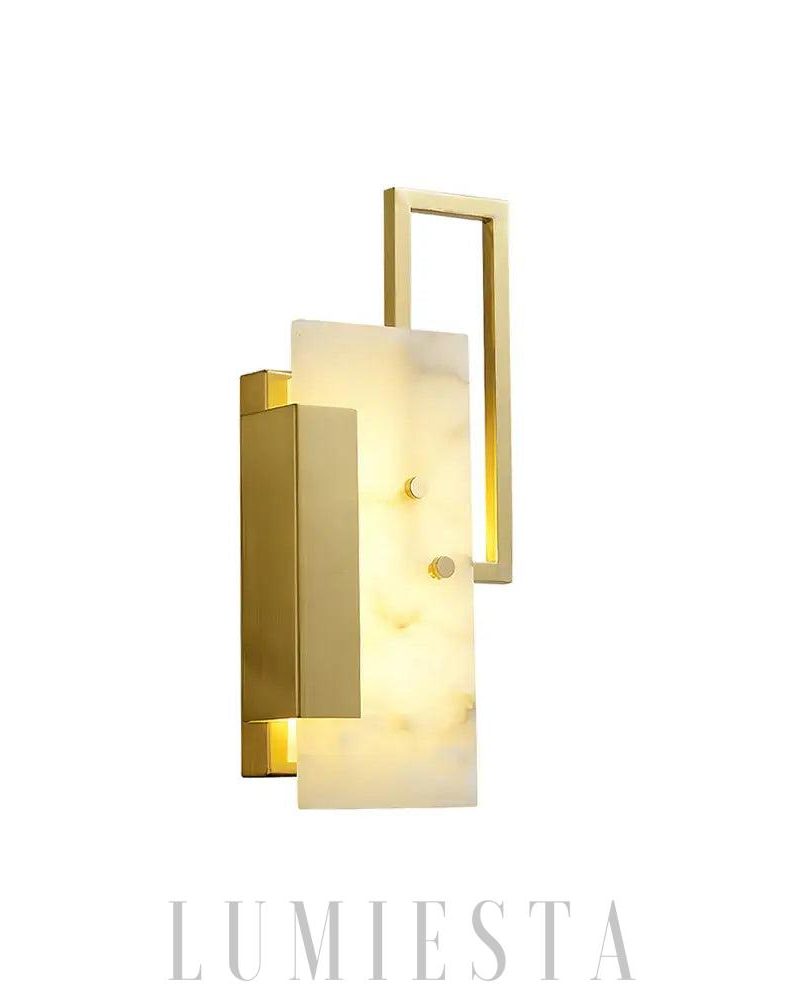 Lampa ścienna Mosiądz z alabastrem styl nowoczesny 30cm