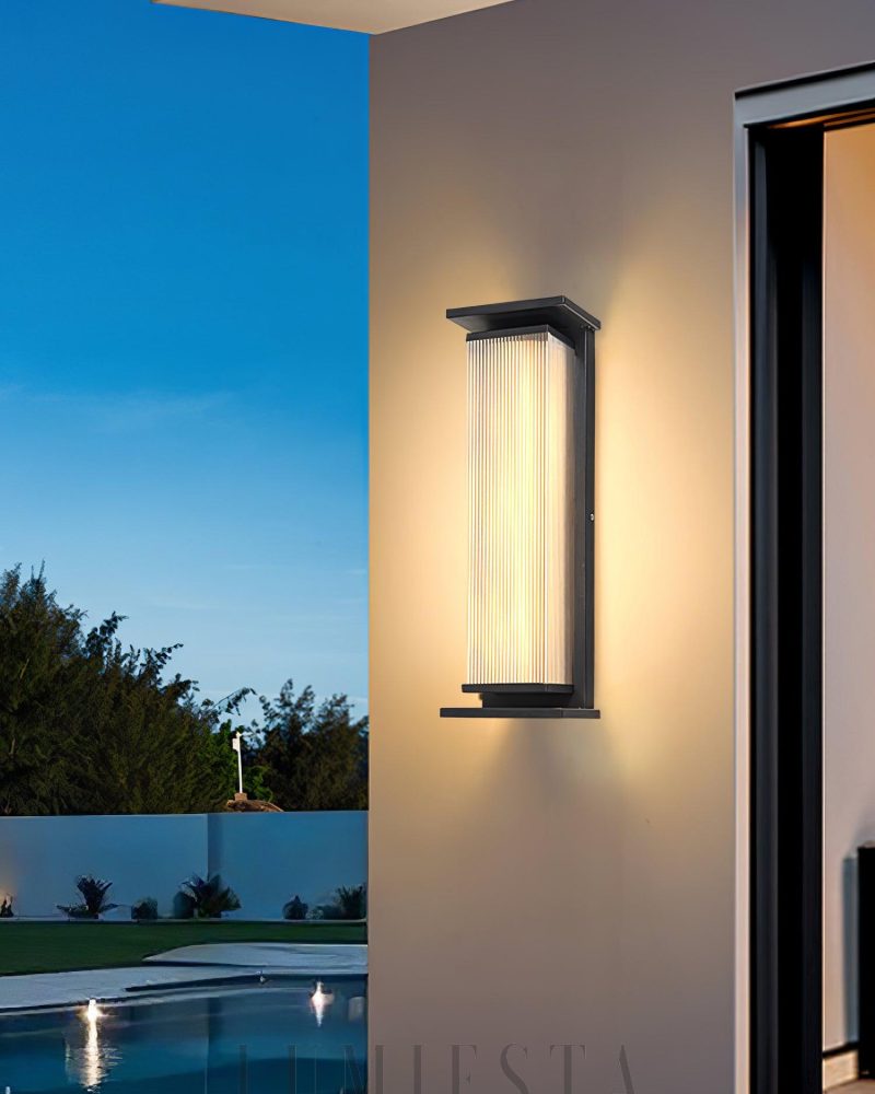 Nowoczesna prostokątna lampa ścienna do ogrodu czarna LED