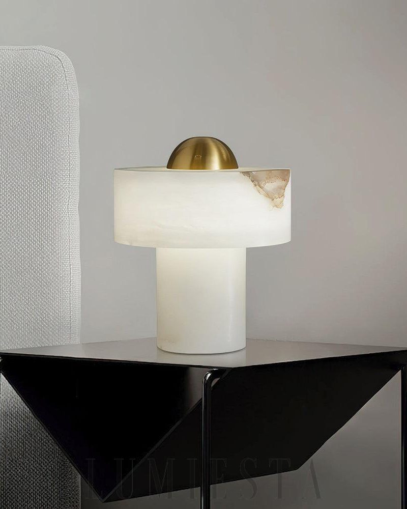 Lampa stołowa z alabastru w białym kolorze 25cm nowoczesny styl