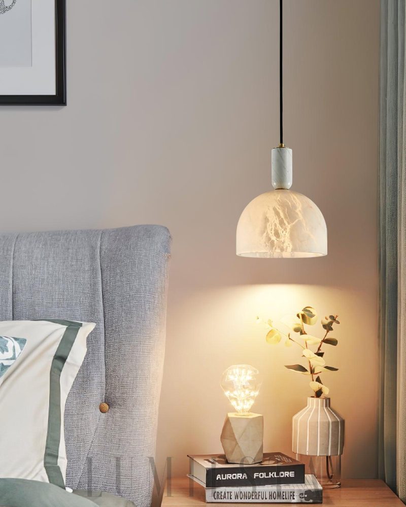Lampa wisząca Blair z alabastru w białym kolorze 20cm