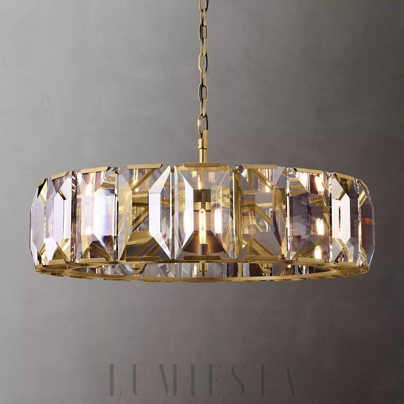 Lampa wisząca Harson szklana okrągła mosiężna 108cm elegancja