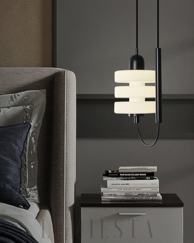 Lampa wisząca szklana w stylu japońskim minimalistycznym czarna biała