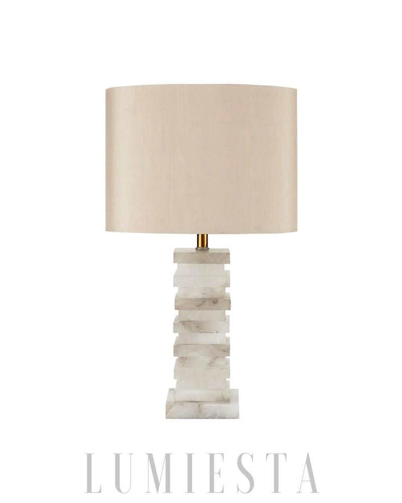 Lampa stołowa z alabastru w nowoczesnym stylu 65 cm biała