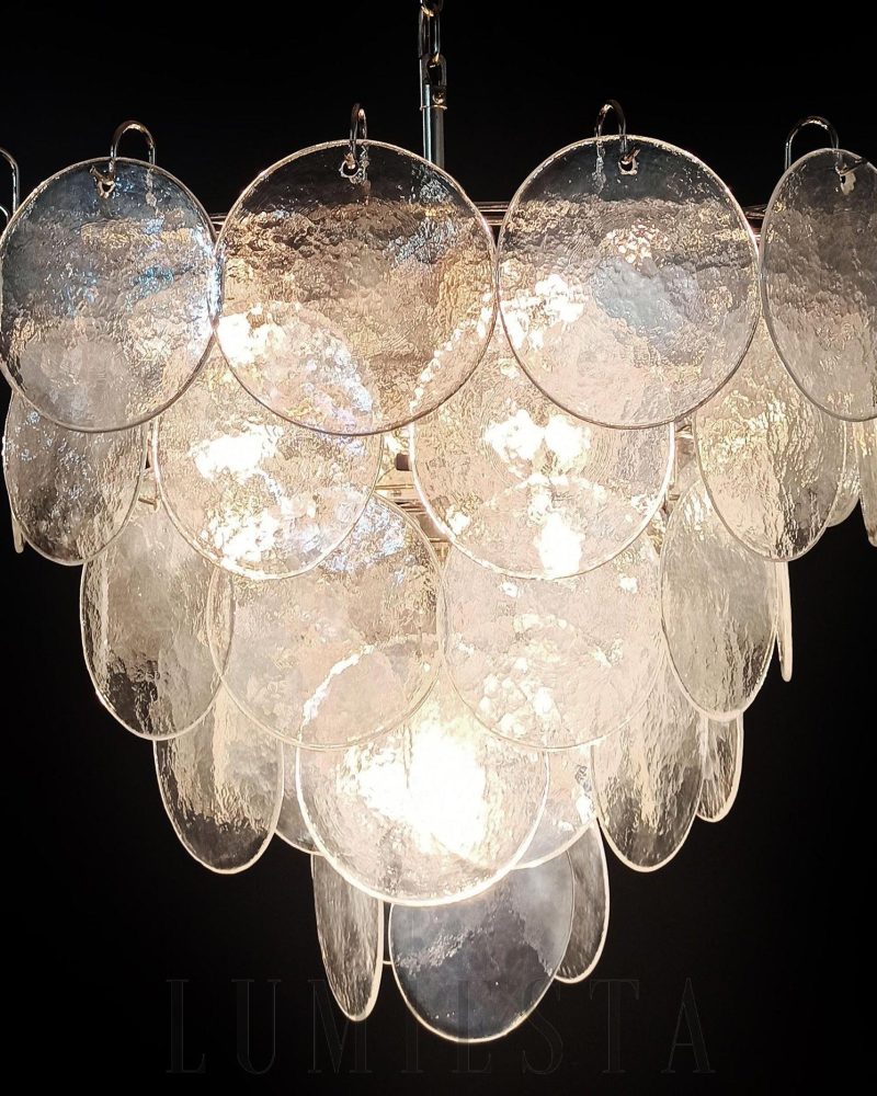 Luksusowy żyrandol Murano w kształcie dysku iryzujący 70cm