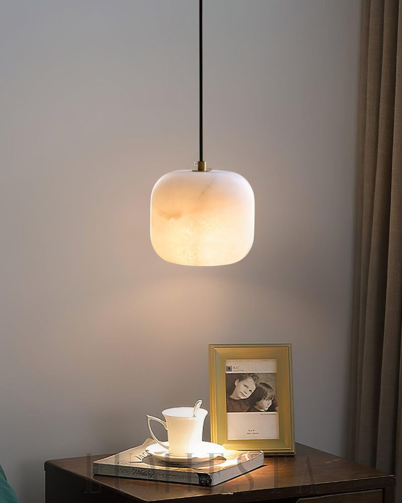 Lampa wisząca Alabaster w stylu nowoczesnym biała 12cm 15cm