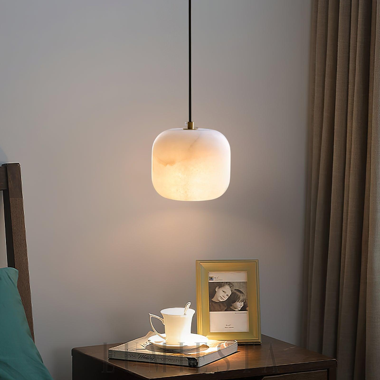 Lampa wisząca Alabaster w stylu nowoczesnym biała 12cm 15cm