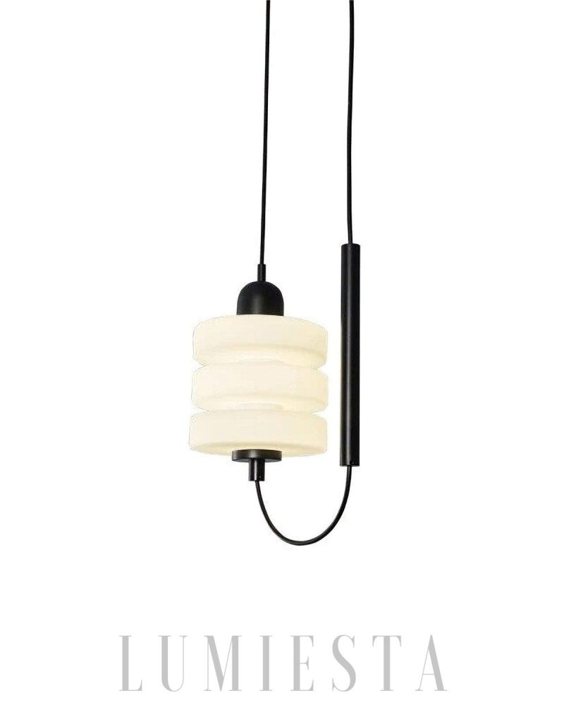 Lampa wisząca szklana w stylu japońskim minimalistycznym czarna biała
