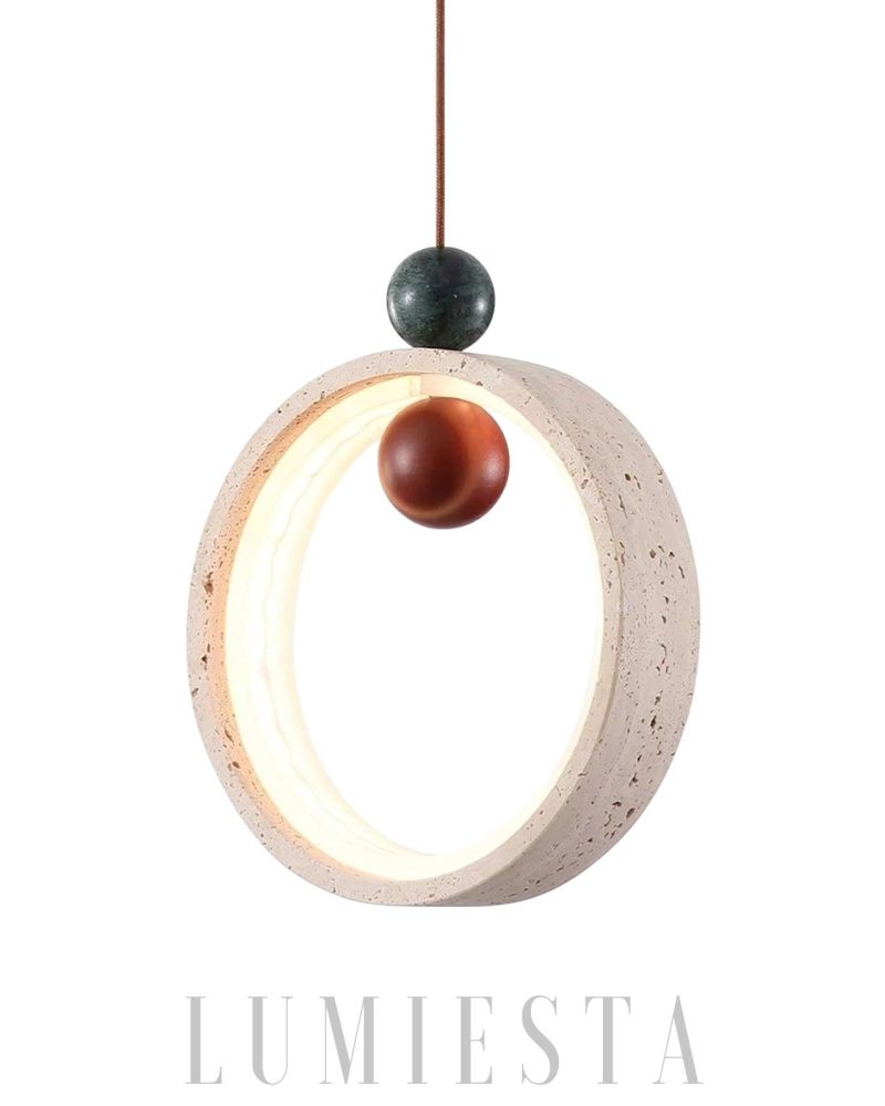 Stylowa Lampa Wisząca Orvion Okrągła Beżowa 20cm 24cm