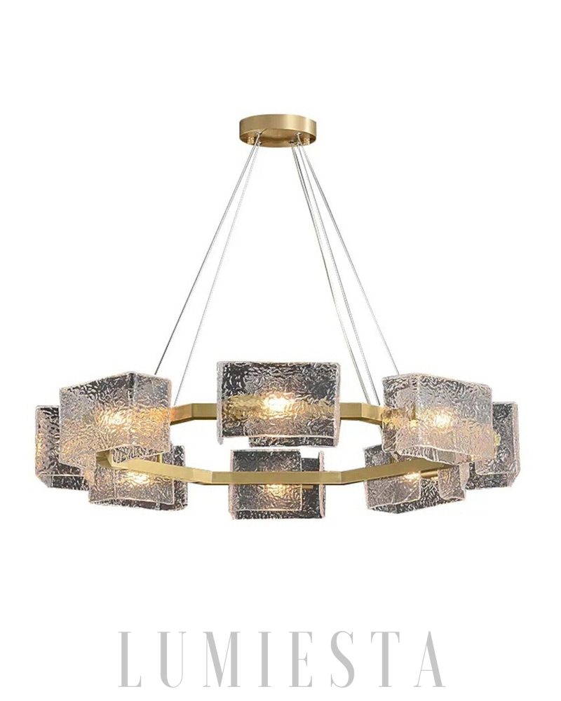 Lampa wisząca szklana w stylu wodnego falowania 89cm
