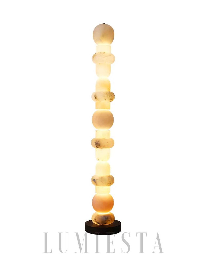 Lampa podłogowa Alabaster Kolumnowa w stylu nowoczesnym Biała i Czarna