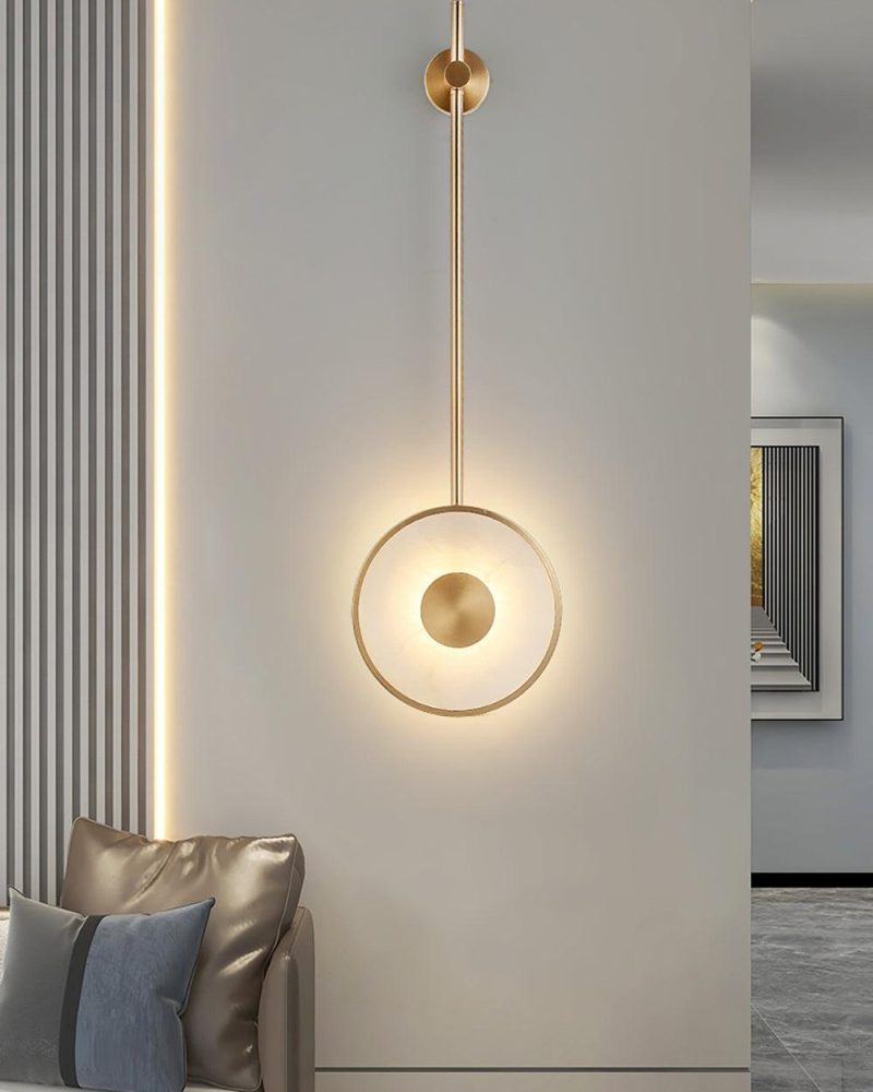 Lampa Ścienna Alabaster Okrągła z Ciepłym i Zimnym Światłem