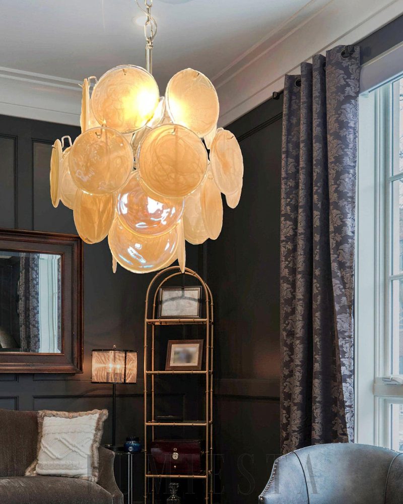 Lampa sufitowa Vintage Murano Złoty Szklany Żyrandol 45cm