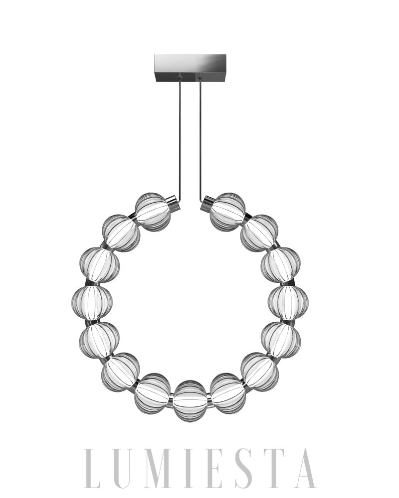 Lampa wisząca Amulet Chandelier B srebrna okrągła 52 74 88 5cm