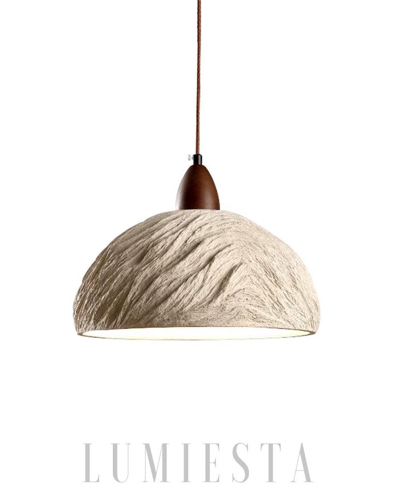 Lampa wisząca retro z cementu okrągła beżowa 28cm