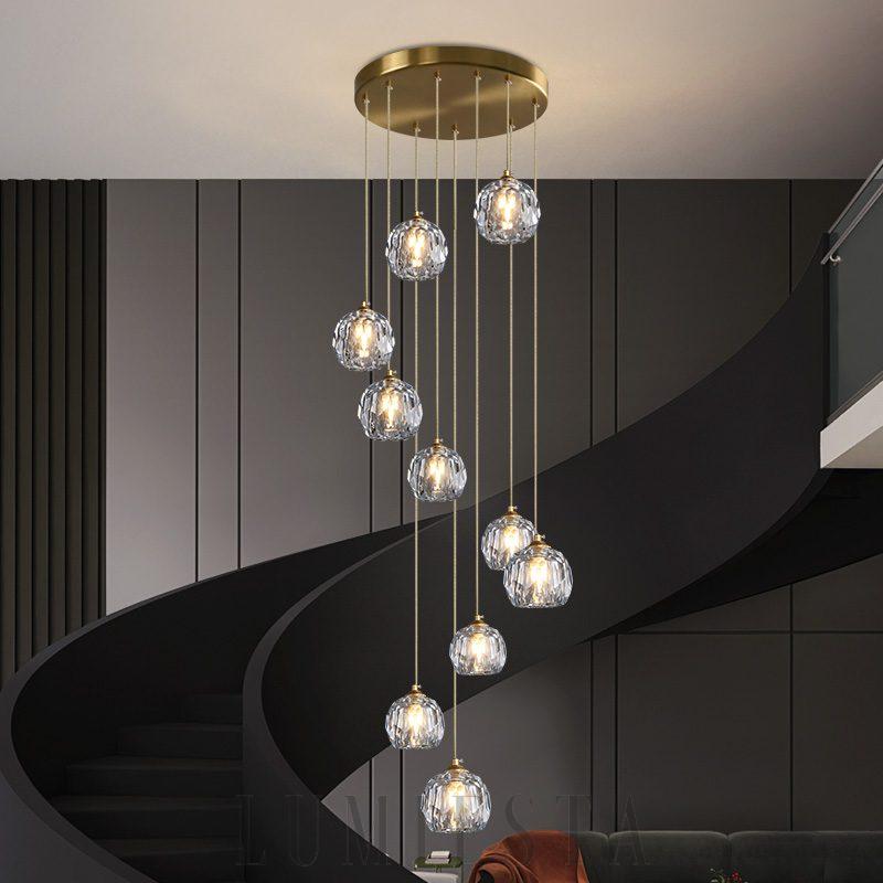 Lampa wisząca kryształowa okrągła w stylu minimalistycznym