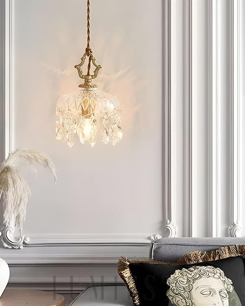Lampa ścienna Alshamal szklana w stylu retro miedź kryształ