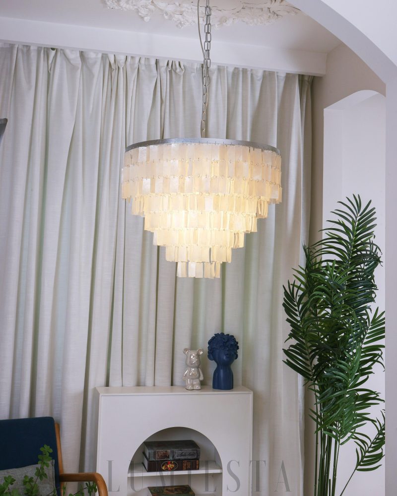 Lampa wisząca Skye Light muszlowy żyrandol w białym kolorze