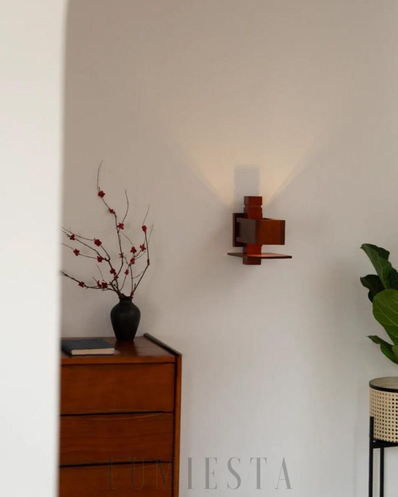 Lampa Ścienna Taliesin Orzechowa Unikalny Styl 25cm 60cm
