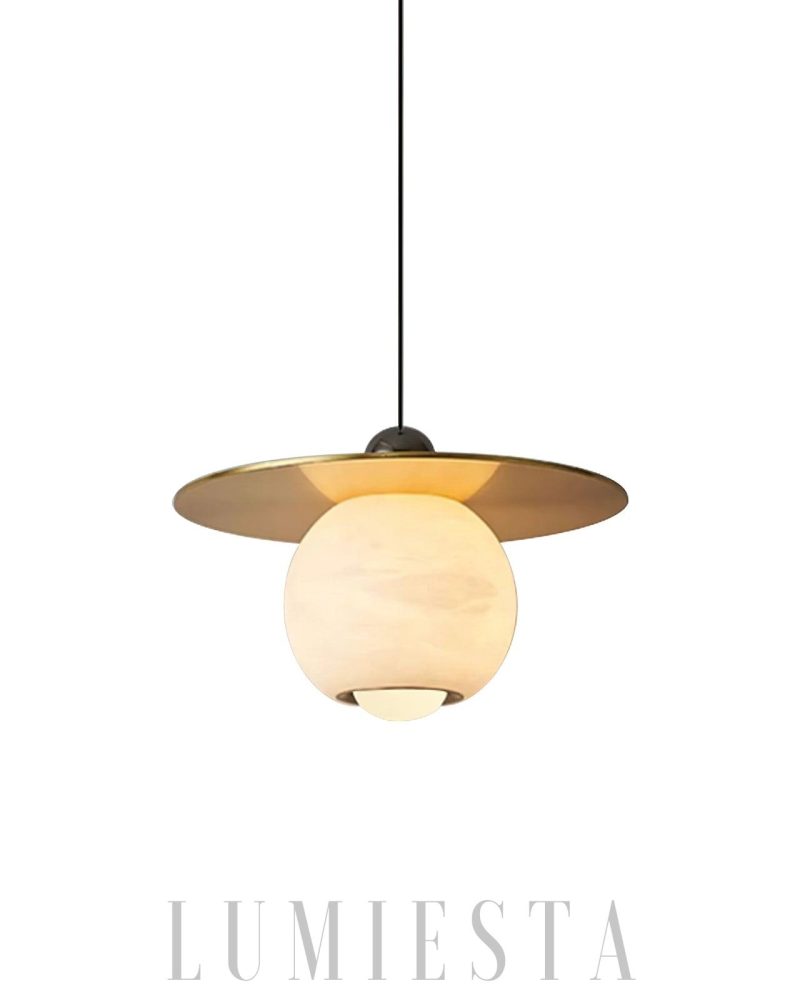 Lampa wisząca Flavas w stylu nowoczesnym z alabastru i mosiądzu