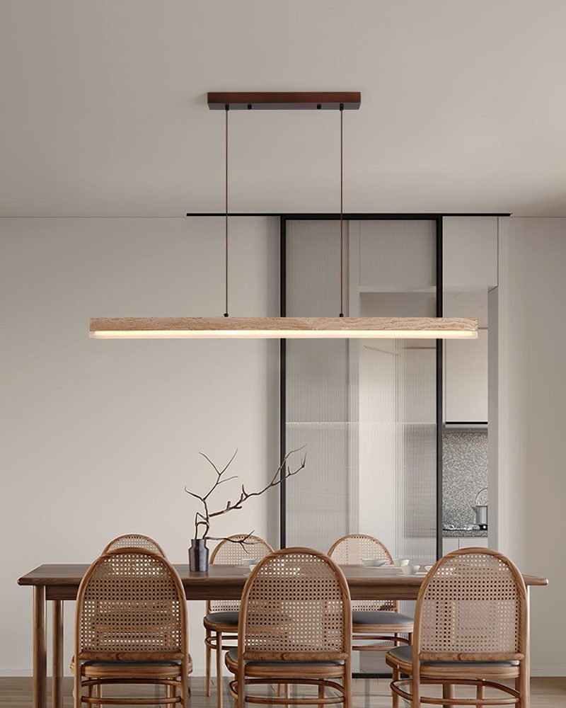 Lampa wisząca Linear Ecliptic z travertynu w nowoczesnym stylu