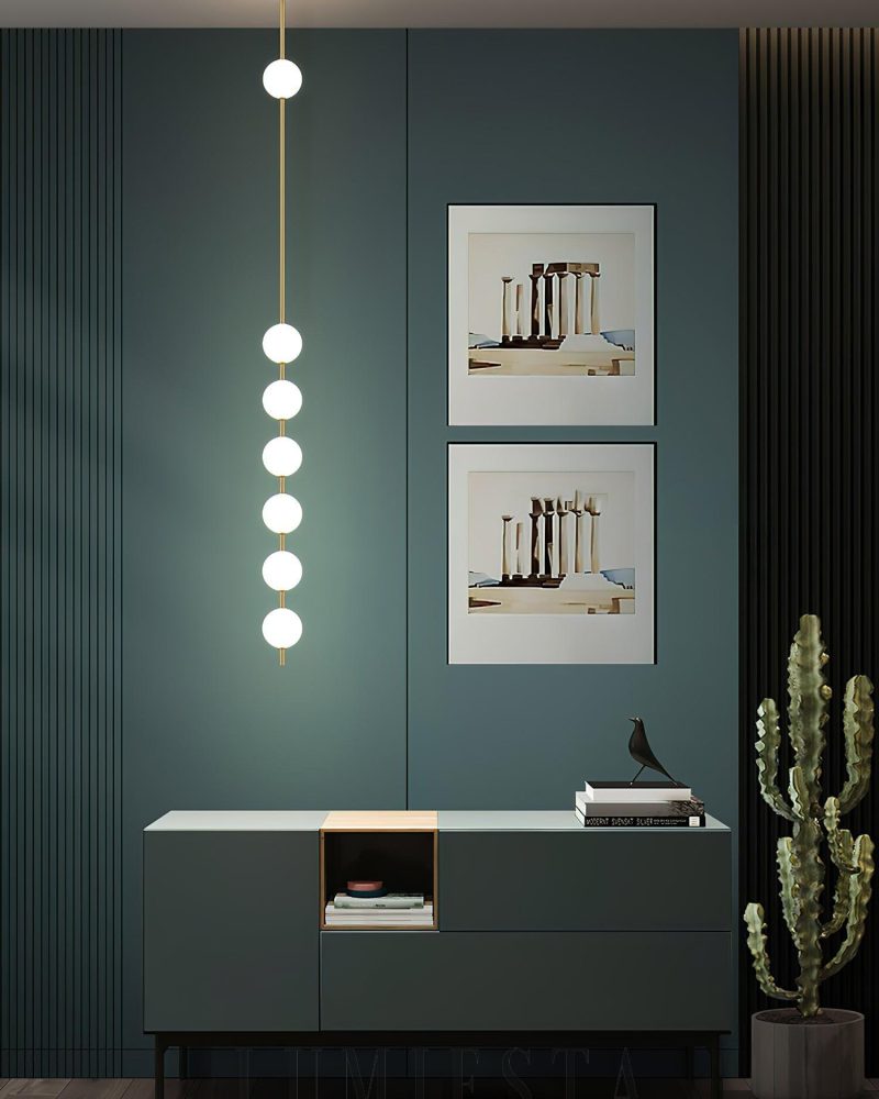 Lampa Wisząca Vertical Balls Z Mosiądzu i Szkła 3 4 5 Świateł