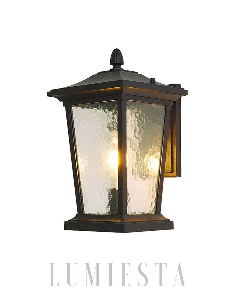 Lampa ścienna w kształcie klatki dla ptaków z szkła na zewnątrz