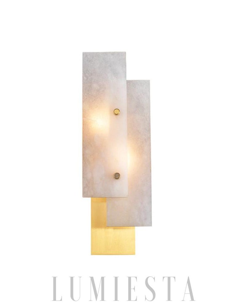 Lampa ścienna prostokątna alabastrowa nowoczesna złota 55cm