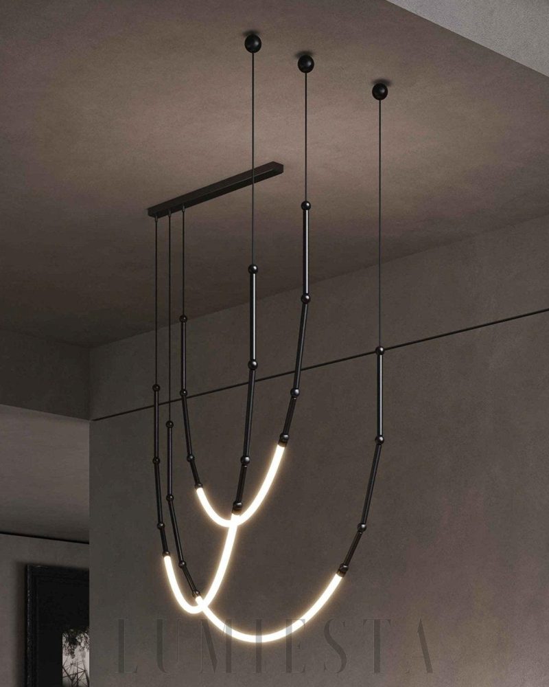 Lampa wisząca Leda nowoczesny żyrandol LED w kolorze złotym i czarnym