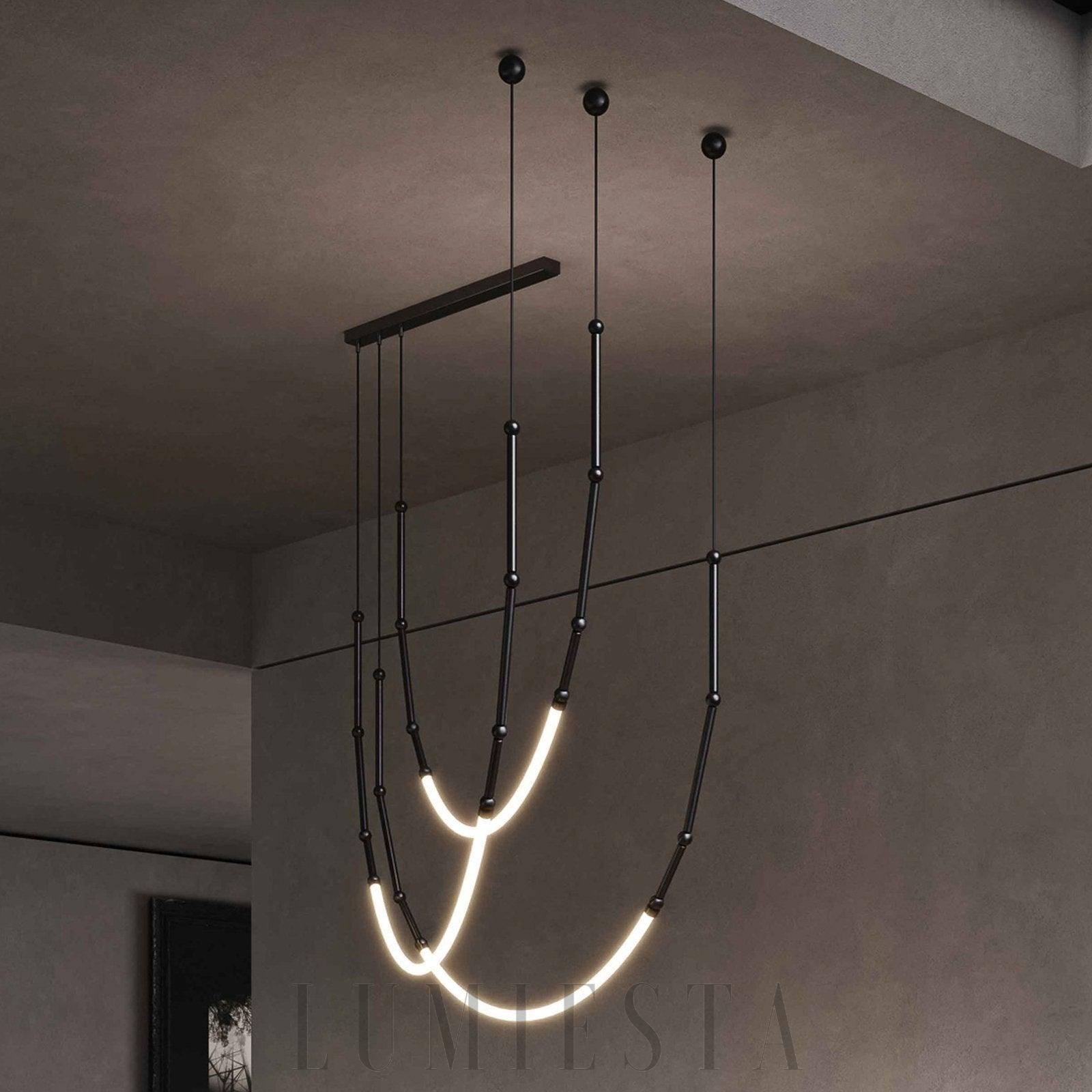 Lampa wisząca Leda nowoczesny żyrandol LED w kolorze złotym i czarnym