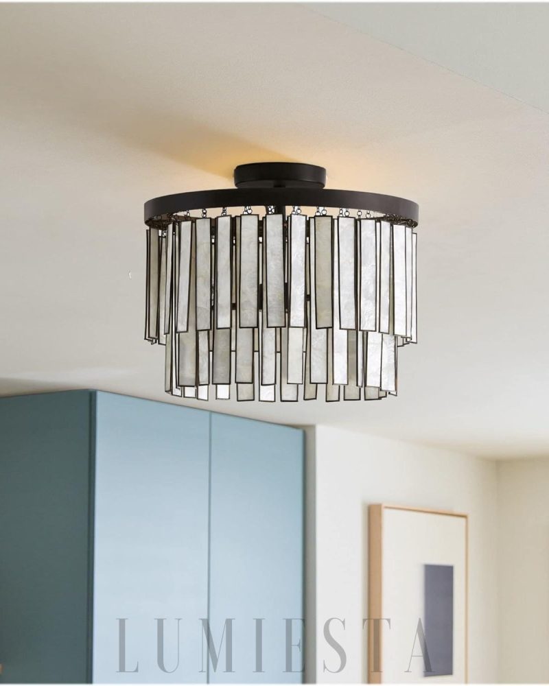 Elegancka okrągła lampa sufitowa Astrid z kapizą brązowa 38cm