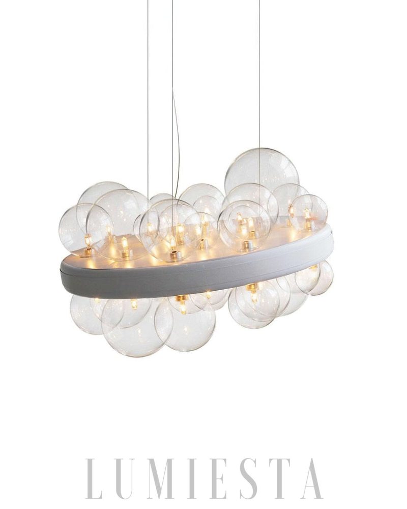 Lampa sufitowa Gienah z 46 kulkami Biała i Przezroczysta 60cm