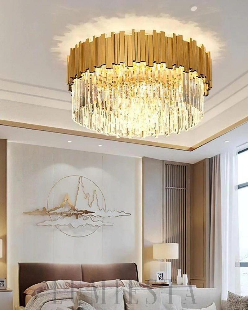 Lampa sufitowa Bourbons z kryształami w złotym lub chromowym kolorze