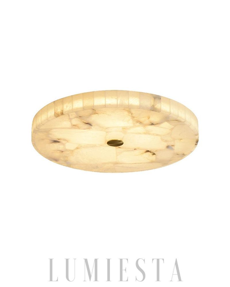 Lampa sufitowa z alabastru okrągła biała ciepłe i zimne światło
