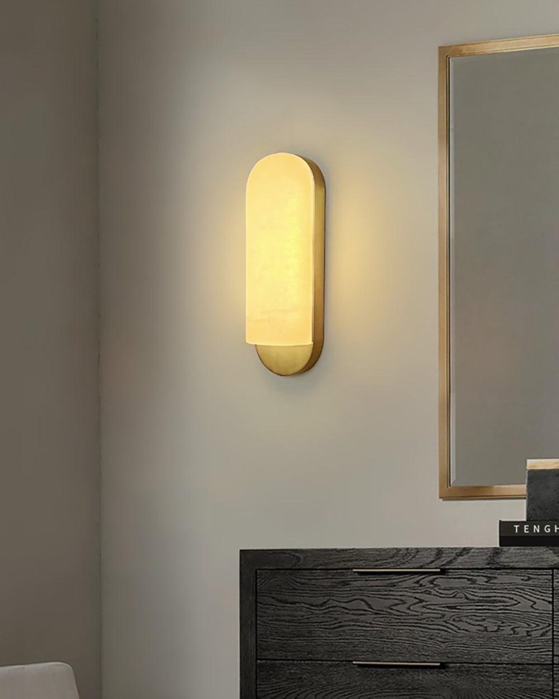 Lampa Ścienna Alabastrowa Kwadratowa i Okrągła w Złocie